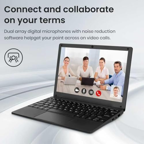 Image of Mini Laptop Computer with Celeron N4000, 8GB RAM, 256GB SSD, HD IPS Screen, Portable Educational Notebook for Learning, Office Work (Black)