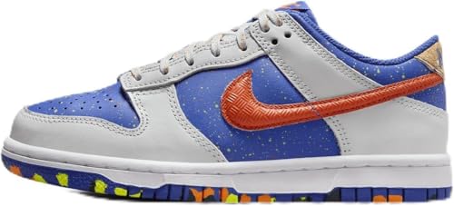 Nike Dunk Low Big Kids' Shoes (HJ9233-025, Photon Dust/Astronomy Blue/Volt/Total Orange) Size 6