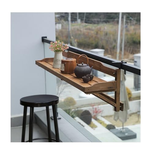 Table de bar pliante pour balcon et balustrade | Meuble d'appoint suspendu de terrasse 140cm