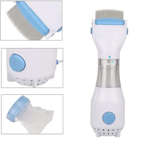 Image of Electric Head Lice Comb - Chemical-Free Lice & Nits Removal Tool with Suction - Reusable Lice Capture Comb for Kids & Adults - Safe, Gentle, and Effective Hair Vacuum Machine (WHITE)