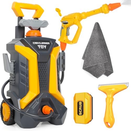 Toddler Outdoor Playset Kids Cleaning Car Toy with Real Spray Car...