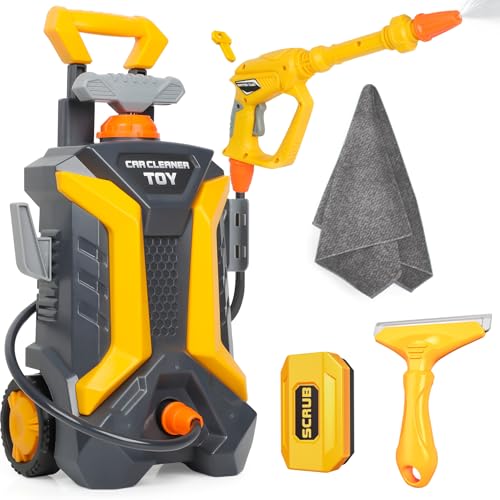 Toddler Outdoor Playset Kids Cleaning Car Toy with Real Spray Car Wash Water Gun for Kids 3+ Manual Pressure Washer Toy