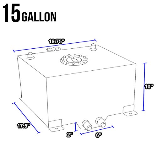DNA MOTORING 15 Gallons Aluminum Top-Feed Fuel Cell Gas Tank 19.75" (L) x 17.5" (W) x 10" (H) ,ALU-FT-T6-ALU-BK - Thumbnail 5