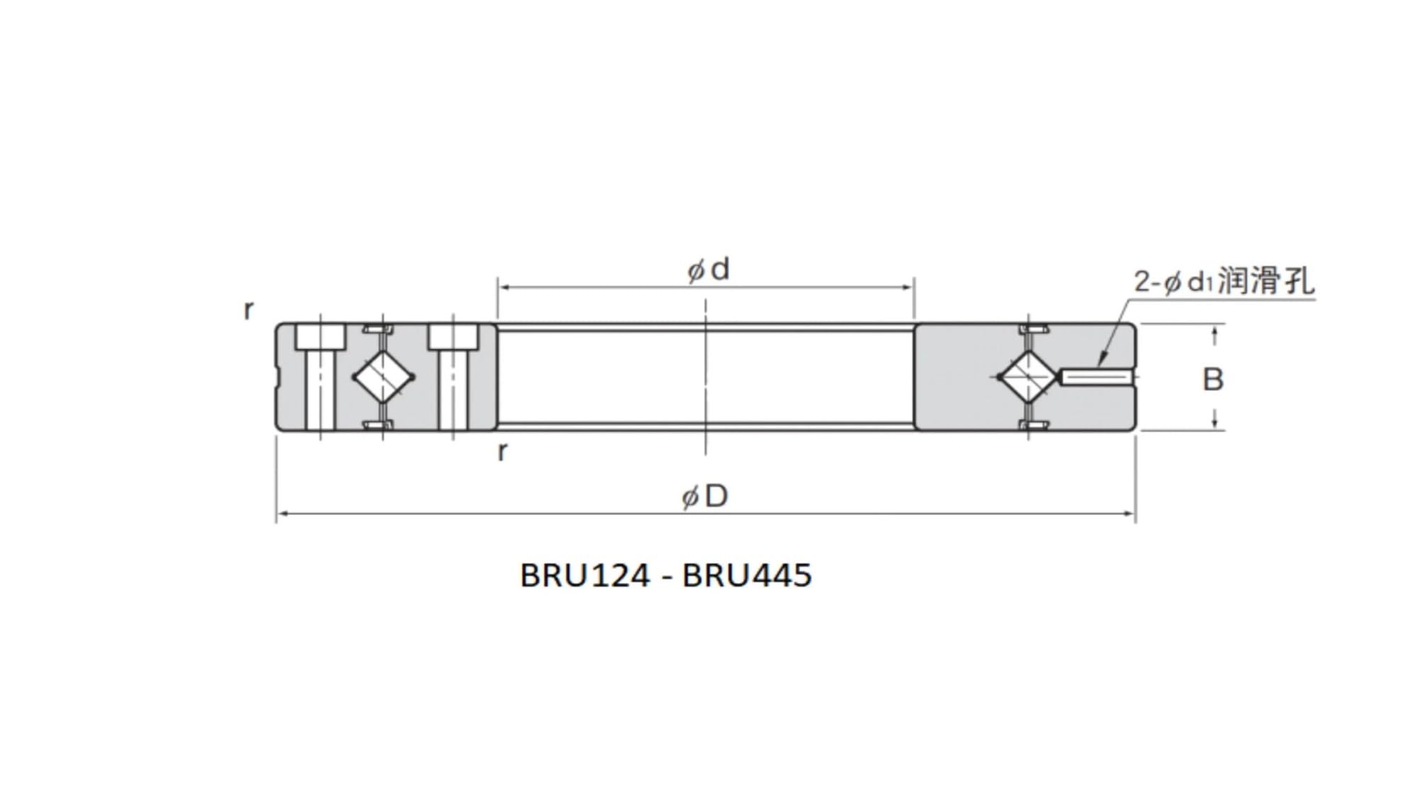 Kreuzrollenlager CRBF8022 (RU124), 80 x 165 x 22 mm