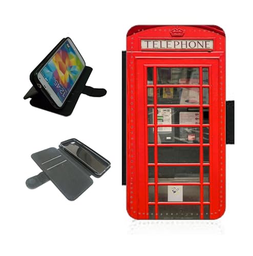 Telephone box phone case wallet For Apple iPhone/For Samsung Galaxy Silicone rubber holder flip case, PU leather back panel, card slots. Phone cover London Black