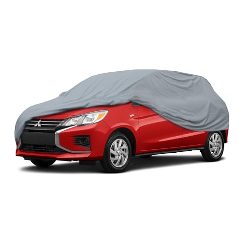 Motor Trend 4-Series Lightweight Car Cover, Fits 1978-2025 Mitsubishi Mirage ES LE BE SE, Breathable Anti-Moisture Water-Resistant Scratch-Resistant, All-Weather Outdoor & Indoor Use