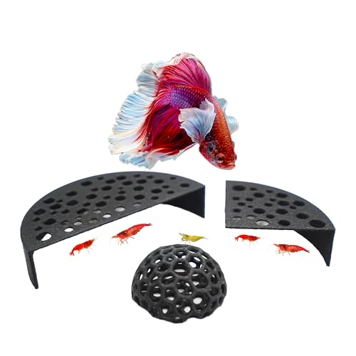 Image of CTWPets Shrimp Breeding Protection Set, 3-Pack Bundle with Hide Dome, Half Protector, Breeding Protector (Black)