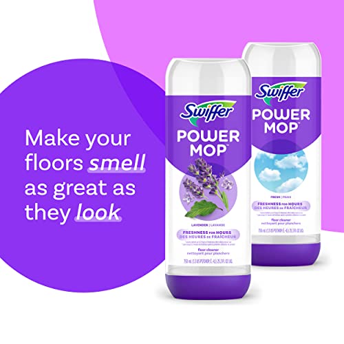 swiffer power mop refill solution floor cleaner for mopping tile vinyl laminate wood in home bathroom kitchen all purpose multi-surface solution for floor cleaning lavender scent 506oz