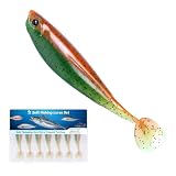 JOYGb 4 in Soft Plastic Swimbaits 7pcs Paddle Tail Fishing Lures Kit with 3D Unloseable Eyes & Anti-Hardening Tech for Musky, Big Bass, Trout in Freshwater & Saltwater
