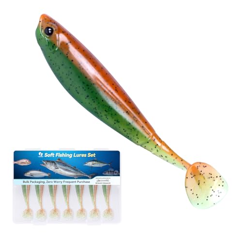 Image of Clearance Bionics-Designed Durable Soft Plastic Fishing Lures Kit with Bonus Accessories, 3 /4 /5 /6 Inch, 9-Type Lifelike Swimbaits in One Gear Set Included Tackle Box for Bass