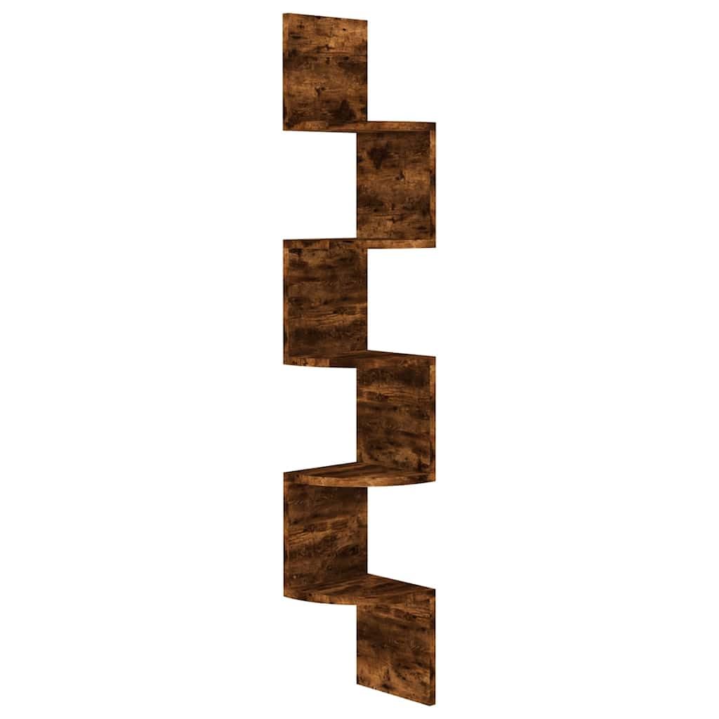 Estante de esquina de pared de madera marrón de 4.75 kg, modelo 326839