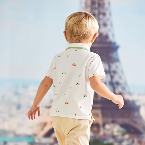 DAVE&BELLA Baby Boys Short Sleeve Polo Shirts Toddler Kids Pique Polo Uniform Shirt Embroidery Lapel Button Down Tee Shirts3