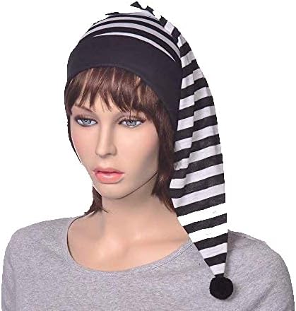 Black and White Striped Stocking Night Cap Unisex Sleep Nightcap
