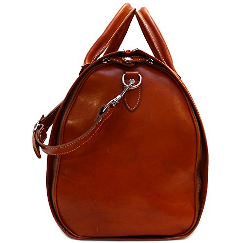 Venezia Garment Duffle Travel Bag Suitcase in Brown Full Grain Leather