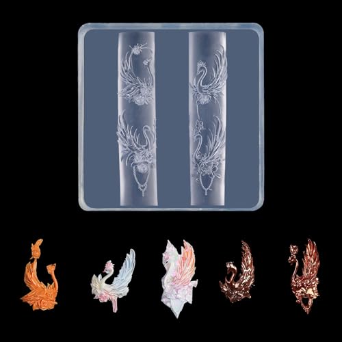 Molde de silicona para arte en uñas 3D con diseño de rosa y mariposa miniatura 1