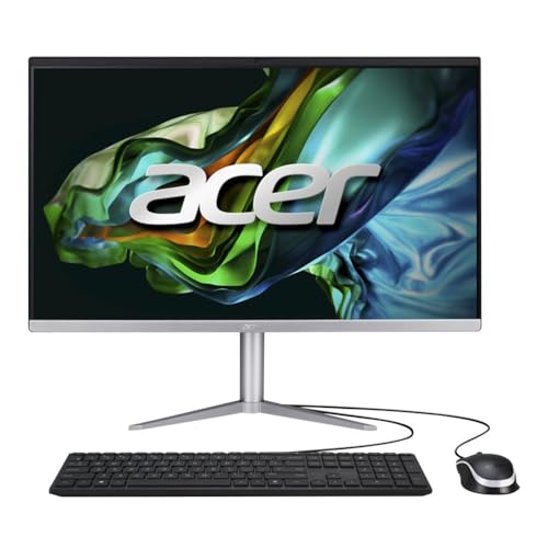 Image of acer Aspire 23.8 inch All-in-One FHD IPS LED-Backlit Desktop Computer, AMD Ryzen 5 7520U 2.8GHz Processor, 8GB LPDDR5 RAM, 1TB SSD, AMD Radeon 610M, Keyboard & Mouse, Windows 11 Home