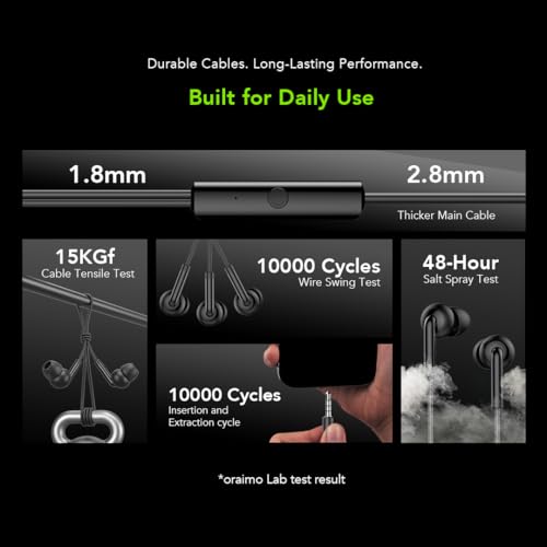 Oraimo in-Ear Wired Earphones | Comfortable Fit with Call Clarity Mic | One-Button Control & Noise-Free Calls | Super Deep Bass and Lightweight Design – Black (OEP 302N) - Image 7