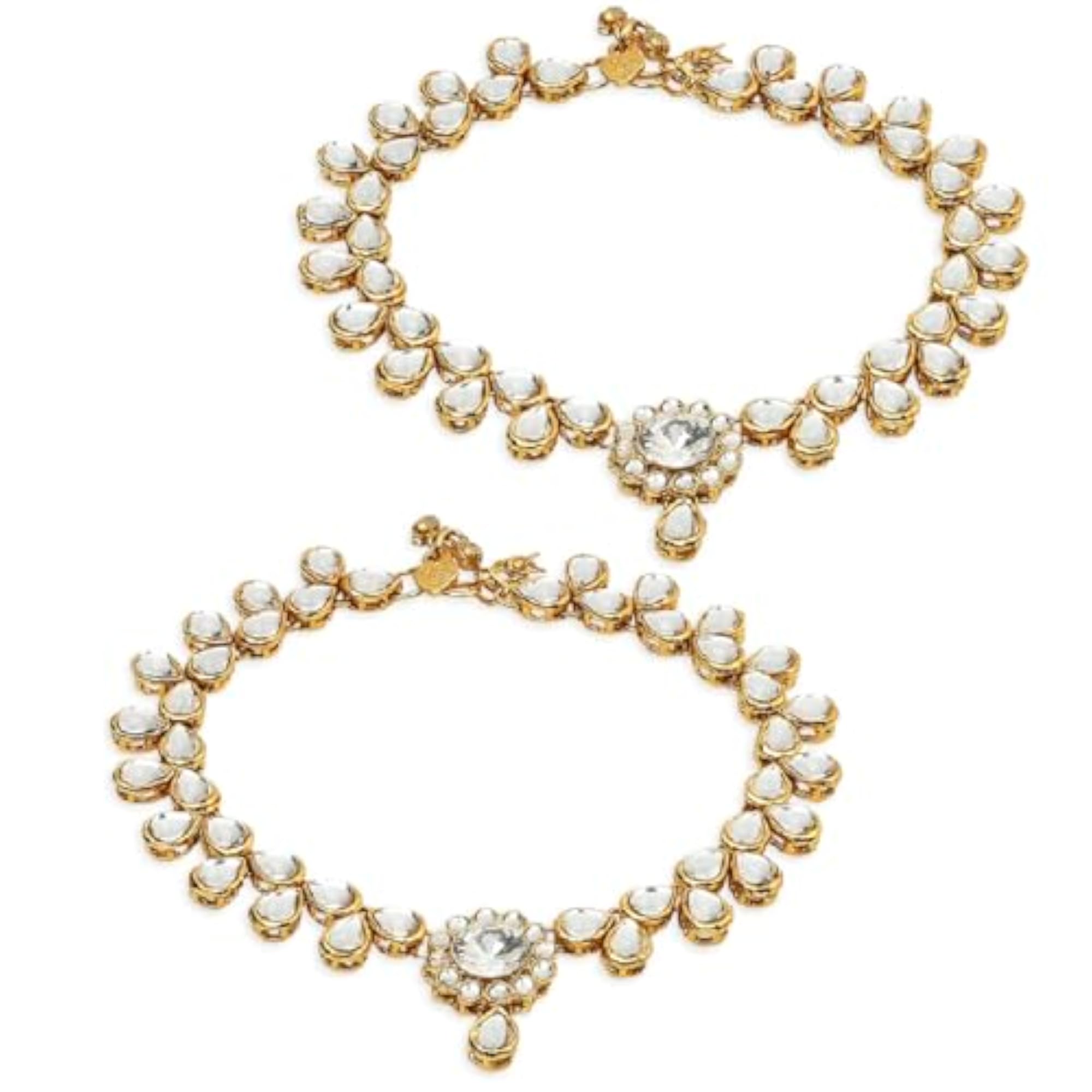 Women's Gold Tone Kundan Ethnic Payal Anklets