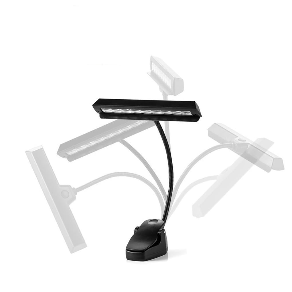 Lámpara de libro portátil con soporte de música LED con cuello Flexible iluminación de Camping para el hogar suministros de práctica de estudio