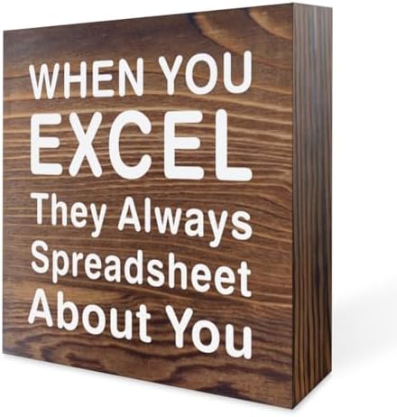 Funny Office Decor,When You Excel They Always Spreadsheet Sign,Accountant Office Wooden Box Signs with Sayings Desk Decoration Home Office Desk Shelf Decor Sign (5 x 5 Inches)
