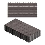 WOLTU GTF005co Piastrelle per Pavimenti da Esterno Mattonelle Pavimentazione ad Incastro Click-Deck in Legno Composito, con 6 Pannelli da 30x60 cm Caffè