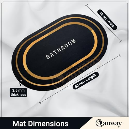 Image of CANWAY 2 Pieces 3 mm Rubber Bath Mat (40x60 cm, Black) | Anti-Skid Non-Slip Bathroom Floor Mat | Quick Dry Super Absorbent Soft Door Mat for Home & Shower