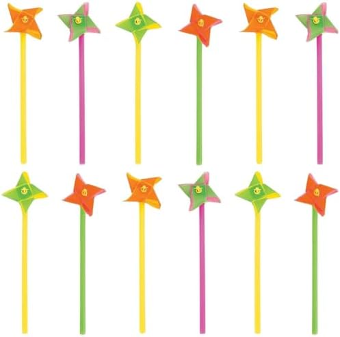 Fun Express Plastic Mini Neon Two-Tone Pinwheels image 5