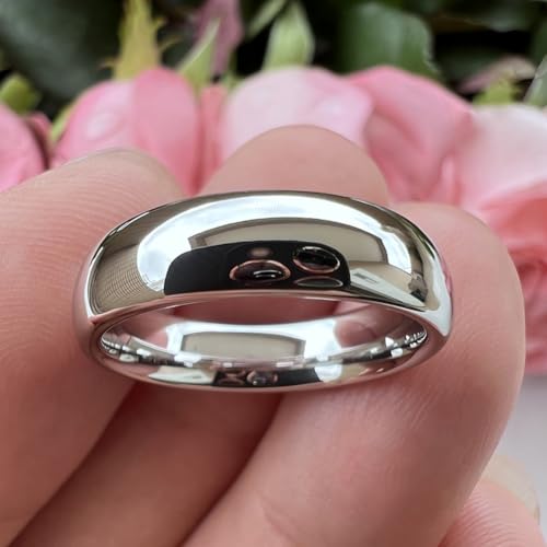 Image of TUTISS 2mm 3mm 4mm 5mm 6mm 7mm 8mm 10mm White Tungsten Rings for Men Women Engagement Wedding Bands Domed Polished Shiny Comfort Fit