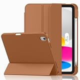 iMieet Case for iPad (A16)/iPad 10th Generation [11-Inch 2025/10.9 Inch 2022], Trifold Stand Smart Cover with Pencil Holder and Soft TPU Back, Supports Touch ID(Brown)