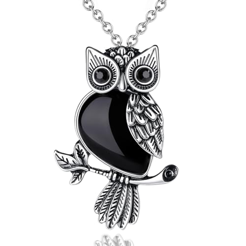 XIANNVXI Collier Hibou Avec Pendentif En Cristal, Cadeau Hibou Pour Femme AméThyste Collier...