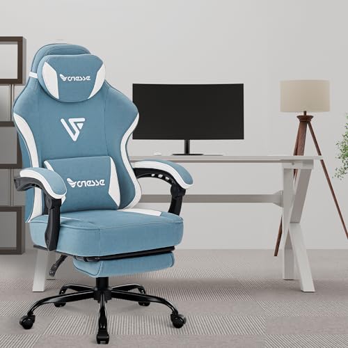 Vonesse Reclining Gaming Chair with Footrest and Massage (Blue)