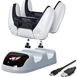 Cargador Usb Doble Para Auto Cargador Mando PS5. Estación de Carga Rápida para mandos P5. Cargador de Controlador Dual para Consola Playstation 5. Carga Mando PS5. con luz Indicadora y con Cable USB