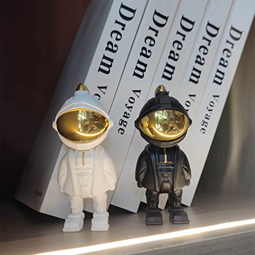 Linsbo Astronaut Figurine Statues Space Desktop Decoration,Collectible Figurines Resin Cool Spaceman For Men Kids Gift,Black Astronaut With Golden Metal Mirror Mask,4.72”,Black #TOP2