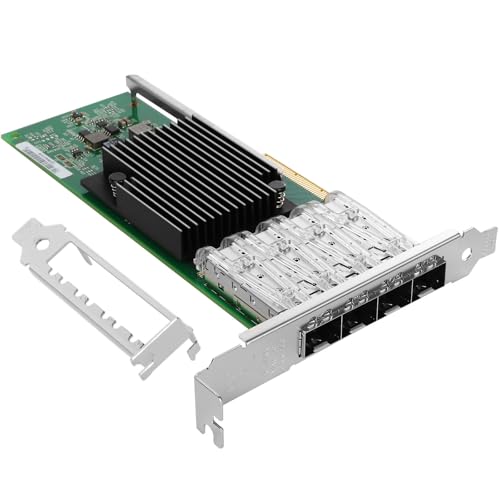 Euqvos 10GbE NIC Card for Intel X710-DA4 PCIe 3.0 x8 Quad SFP+ Ports XL710BM1 Controller Support Windows Server/Linux/VMware ESXi