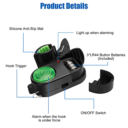 Tsv 4 Pack Fishing Bite Alarm, Sensitive Electronic Fishing Alarms Indicator, Sound Bite Alert Bell With Led Lights Fishing Bells Clip On Fishing Rod For Daytime Night Carp Fishing Outdoor #TOP4