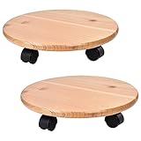 Ethuh Rolling Plant Stand，Plant Caddy Wooden Stand 2 Packs Heavy Potted Planter Stand 12 Inch Potted Plant Stand with Wheels,Outdoor Plant Stand Solid Plant Caddy