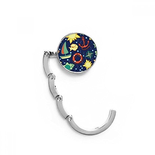 Colgador plegable de bolsos y mochilas para escritorio con peces