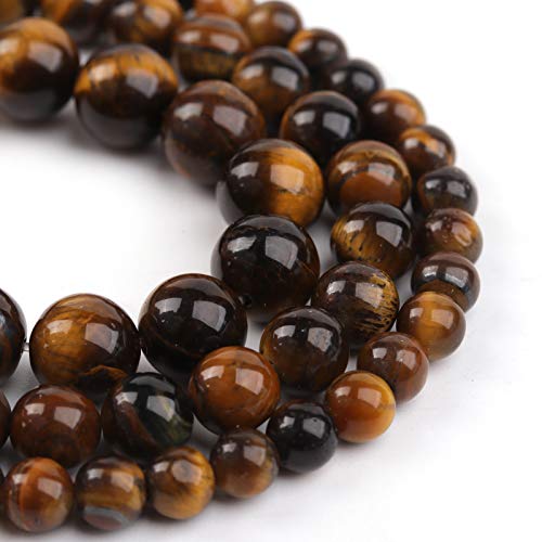 Filluck Natural Stone Beads 10mm Yellow Tiger Eye Polished Round Smooth Agates Gemstone Beads for Jewelry Making 15 Inch(Yellow Tiger Eye,10mm)