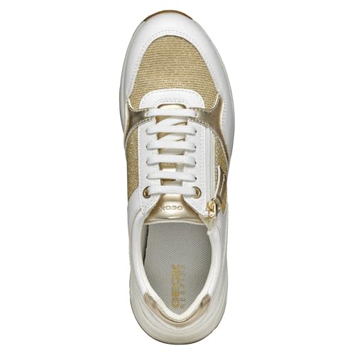 Geox Baskets D Bulmya B pour Femme, Lt Gold White, 39 EU