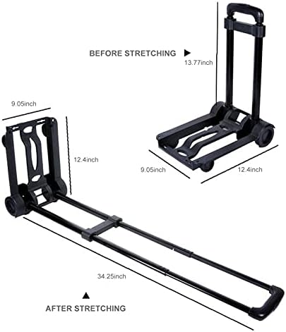 Staright Folding Luggage Cart Lightweight Compact Folding Travel Trolley Hand Cart Luggage Folding Trolley Folding Hand Cart Travel Trolley for Luggage Personal Travel