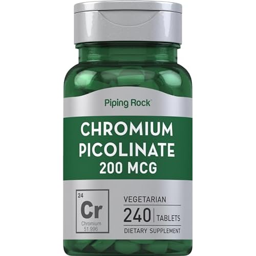 Piping Rock Chromium Picolinate 200mcg | 240 Tablets | Vegetarian, Non-GMO, Gluten Free Supplement