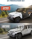 JOYTUTUS Wrangler Cab Cover Waterproof 4 Door for Wrangler JK JL 4 Doors 2007-2026, Paint-Safe Lining Car Cover with Zipper Access, UV50+ Windproof All-Weather Protection, Top On/Off Compatible
