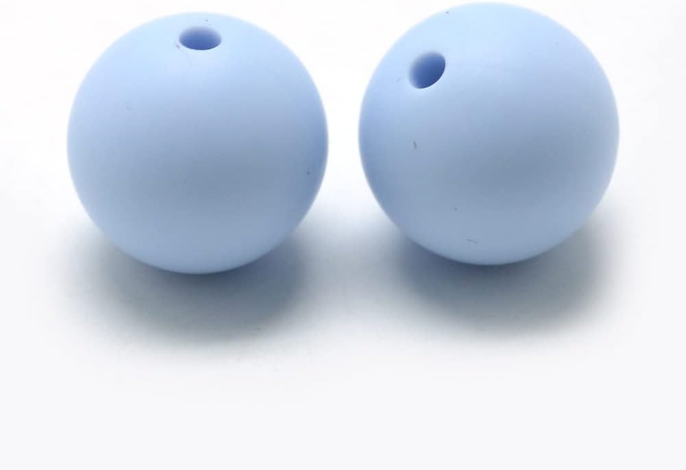 100pcs 15mm Blue Silicone Beads Round Ball Jewelry Making Beads Silicone Beads Bulk for DIY Necklaces Bracelets Crafts, Hole: 2mm