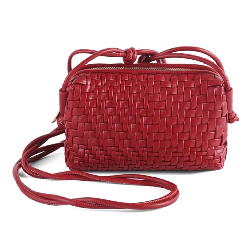 Image of Woven Crossbody Bag for Women,Small Handbag Cute Purse Vegan Leather Handmade Shoulderbag, Summer Tote Bag with Strap