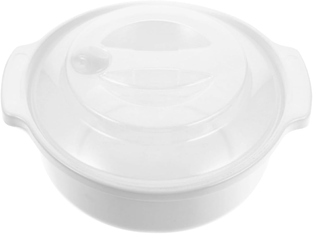 PRETYZOOM Microwave Steamer Bowl 7.08X6.29X3.14In Heat Resistant Plastic Kitchen Food Container with Handle Microwaveable Food Storage Bowl for Home and Restaurant