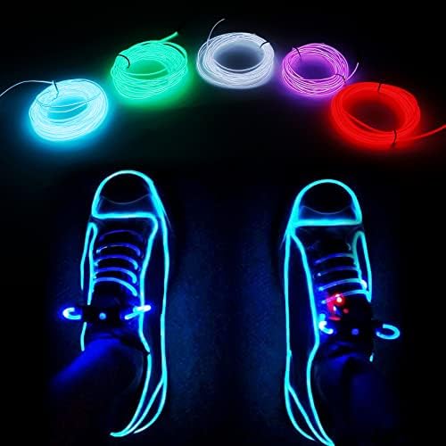 5 Pack 9.84ft EL Wire Neon Wire Light Rope Lights Strip DIY Glowing Kit