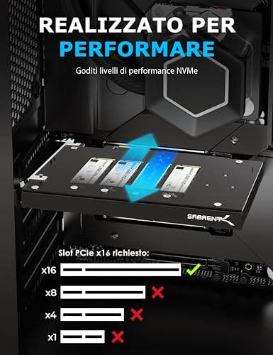 Scheda Adattatore da 4 Unità SSD NVMe a PCIe 4.0 X 16 con Raffreddamento Attivo (EC-P4BF) - Hdd - Immagine 2