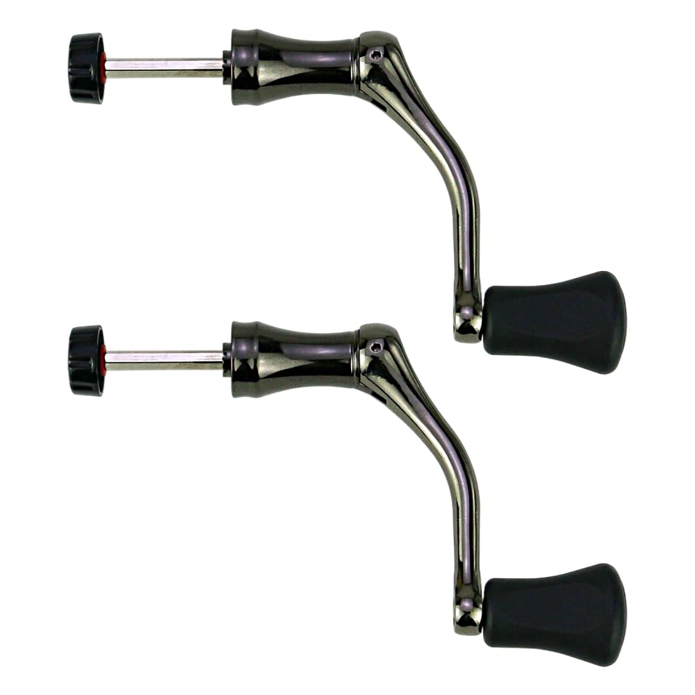 Fishing Spinning Reel Handle, Left & Right Handed Metal Rocker Arm Grip with Soft Rubber Grips for Fish Reels Replacement Grip Parts