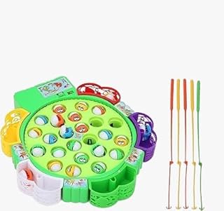 لعبة صيد السمك الكهربائية الدوارة للأطفال مع موسيقى تفاعلية من Next Store ، مزودة بصنارات، تعمل بالبطارية لتعزيز تنسيق اليد والعين