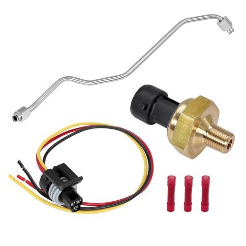 LoloWheat Stainless Steel Exhaust Back Pressure Sensor Tube & EBP Sensor with Wire Harness Fit for Ford F250 F350 7.3L Powerstroke Diesel 1999-2003 Replace # 1850353C1 1C3Z-9D477-AA 1837875C1